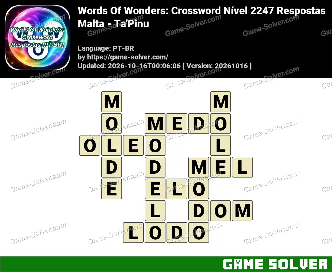 Words Of Wonders: Crossword Nível 2247 Respostas – Malta – Ta’Pinu
